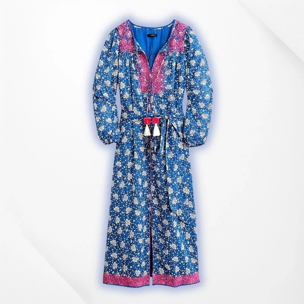 J. Crew ‘Belted Tunic Dress’ in “Night Sky Block Print” for Women Size Medium - Picture 3 of 16